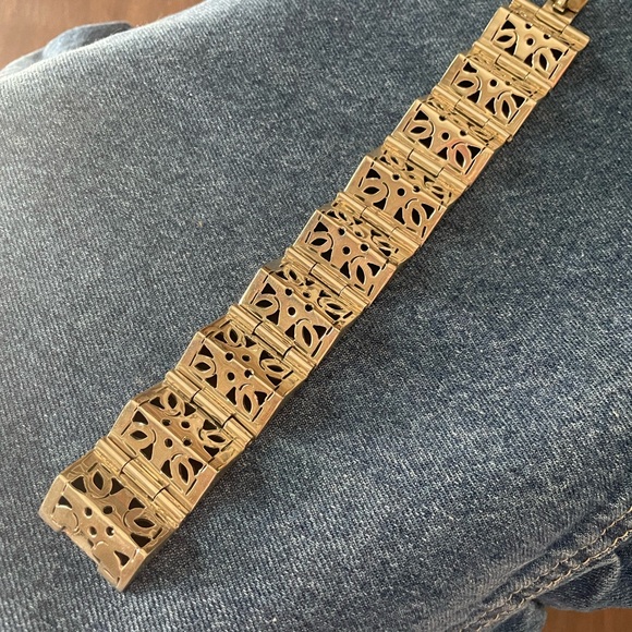 Vintage Handmade Mexico Taxco .925 Silver 9 Panel Hinged Cutout Bracelet Cuff - Picture 2 of 16